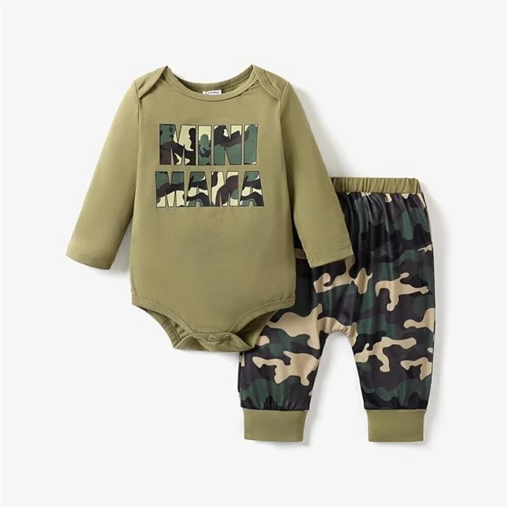 MINI MAMA Long Sleeve Romper and Pants / 3-6 months /ARMY GREEN / BRAND …